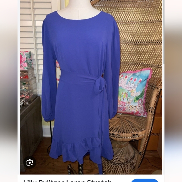 Lilly Pulitzer Purple Blue wrap Dress size 8 - Picture 4 of 4